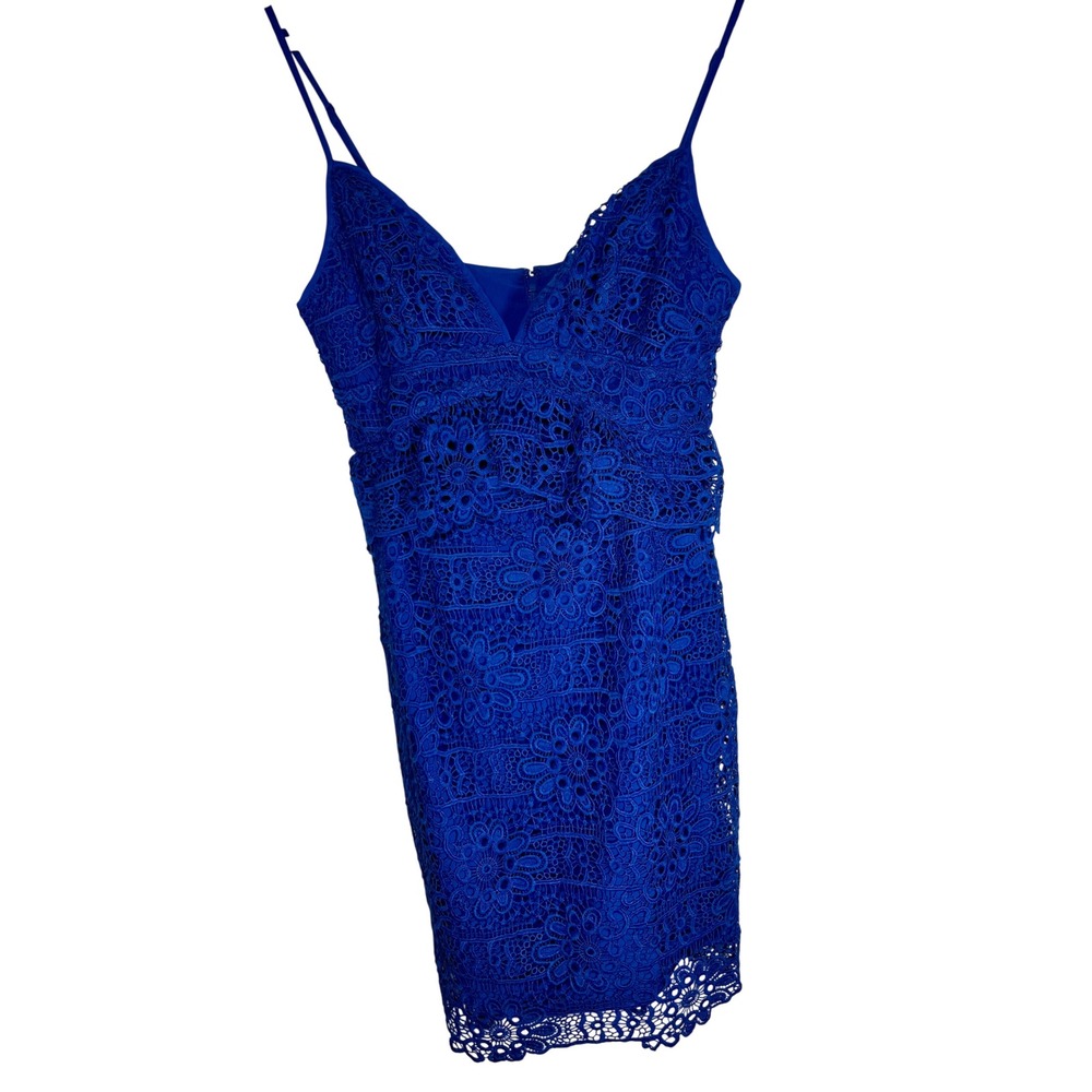 Guess Lace Dress Women 6 Royal Blue Guipure Bodycon Mini Cocktail Wedding